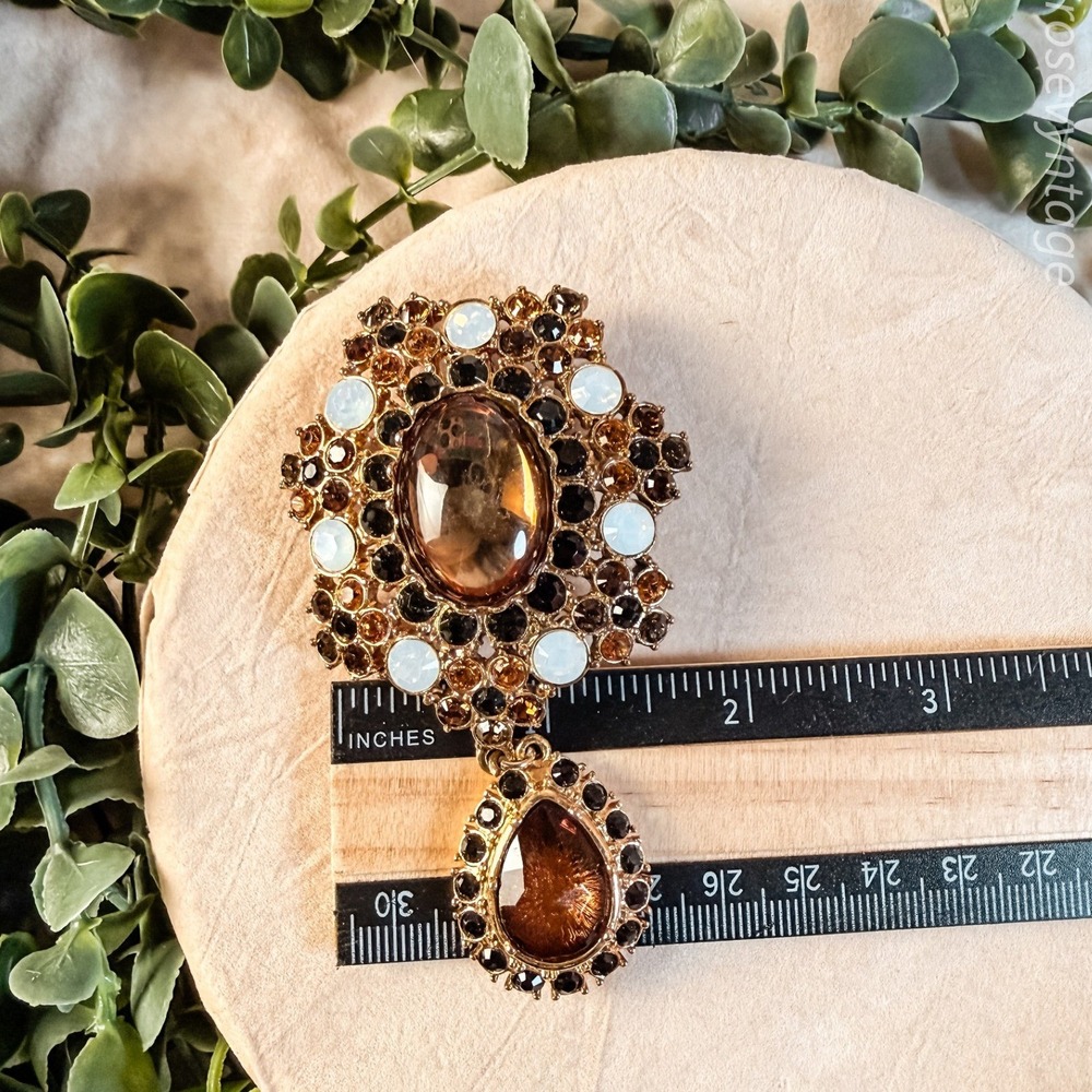 Multi Color Stone with Lucite Cabochon‎ Brooch - Picture 6 of 6